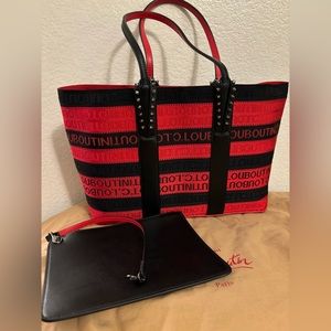 Christian Louboutin Small Cabata Tote Red Black